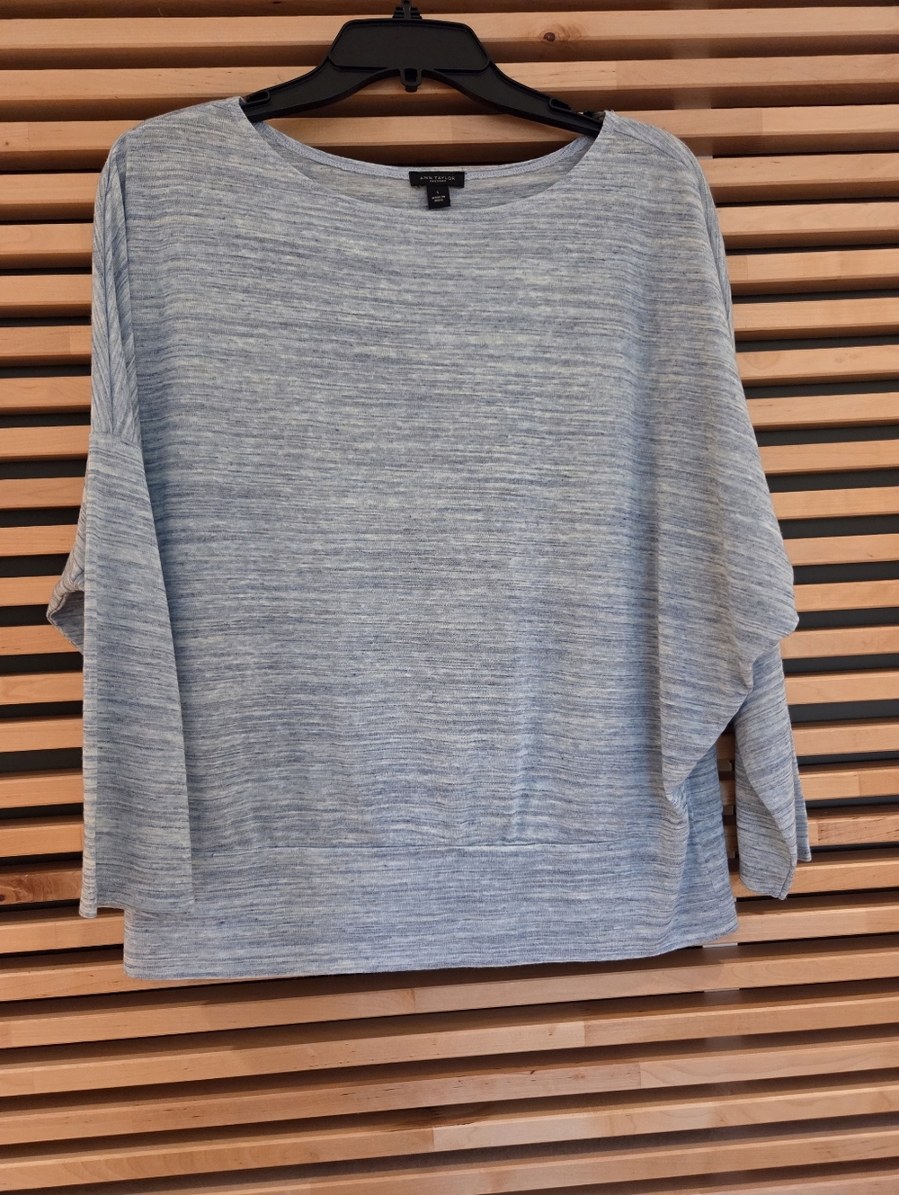 Ann Taylor Heathered Light Blue Boatneck Sweatshirt
